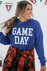 Bluing Corded GAME DAY Graphic Long Sleeve Top