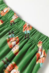 Green Christmas Candy Contrast Trim Bow Knot Silky 2pcs Pajama Set