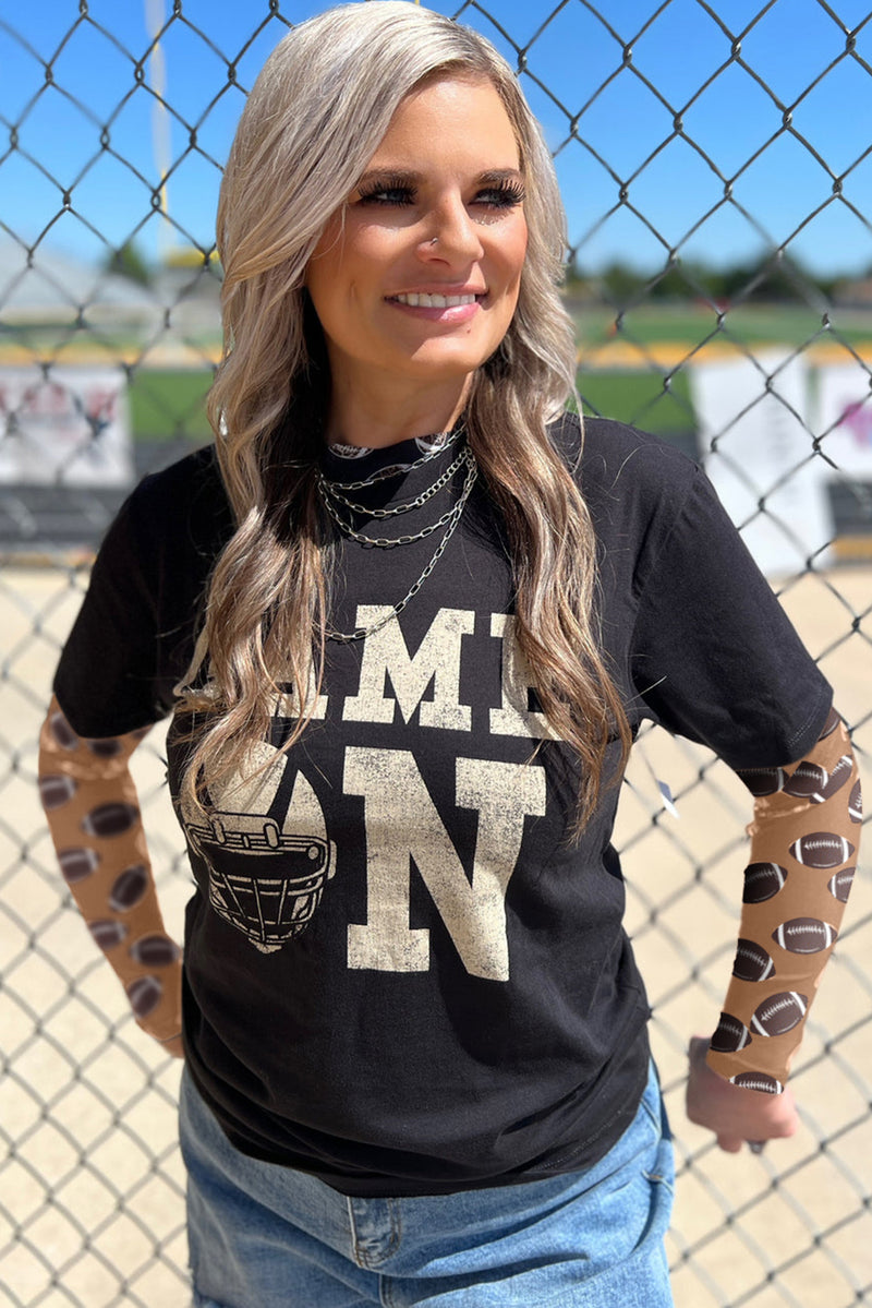 Red Game Day Football Mesh Sheer Long Sleeve Top