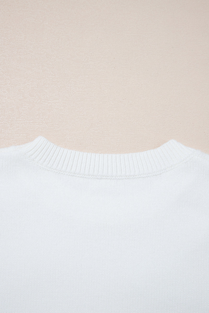 White Tinsel Boots Horseshoe Star Pattern Knit Sweater