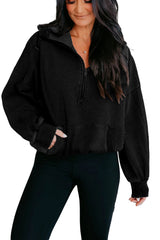 Wild Ginger  Half Zip Kangaroo Pocket Mineral Wash Baggy Hoodie