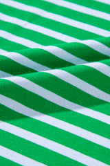 Dark Green Striped Short Sleeve Tee and Shorts Set