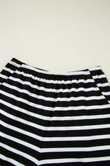 Black White Striped Short Sleeve Tee and Shorts Set