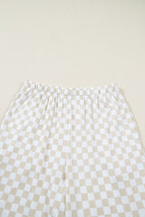 Khaki Checkered Print Half Sleeve Tee 2pcs Lounge Pant Set