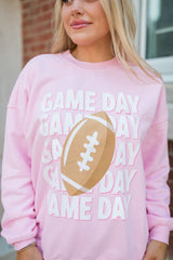 Pink GAME DAY Football Print Casual Sweatshirt