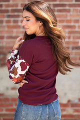 Wild Ginger Classic Floral Sleeve Patchwork Round Neck Blouse