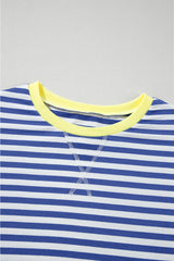 Green Stripe Contrast Edge Oversized Sweatshirt