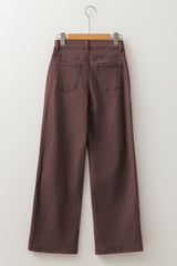 Red Dahlia Solid Color Loose Straight High Waist Jeans