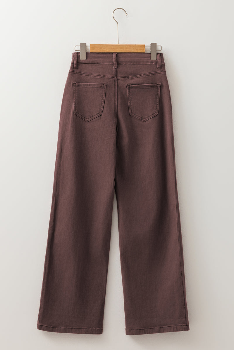 Red Dahlia Solid Color Loose Straight High Waist Jeans