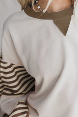 Jet Stream Colorblock Patchwork Striped Sleeve Sweatshirt