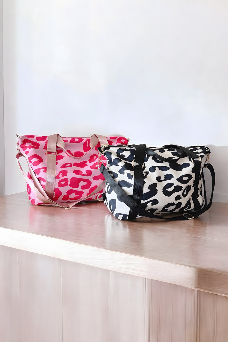 Black Leopard Print Luggage Tote Bag