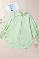 Grass Green Striped Pocket Button Up Shirt