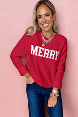 White MERRY Letter Pattern Christmas Raglan Sleeve Sweater