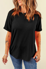 Orchid Petal Casual Plain Crew Neck Tee