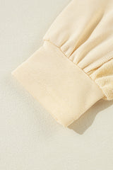 Beige Plain Exposed Seam Round Neck Pullover Sweatshirt