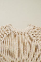 Black Plus Size Open Knit Bow Tie Short Sleeve Sweater