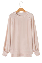 Jet Stream Corded Lantern Sleeve Pullover and Ruffle Mini Skirt Set