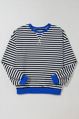 Green Stripe Contrast Edge Oversized Sweatshirt