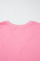 Bonbon Solid Color V Neck Short Puff Sleeve Blouse