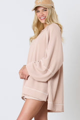 Jet Stream Corded Lantern Sleeve Pullover and Ruffle Mini Skirt Set