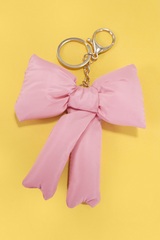 Pink Puff Bow Bag Charm Cute Keychain