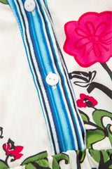Pink Floral Print Striped Patchwork Flutter Sleeve Blouse