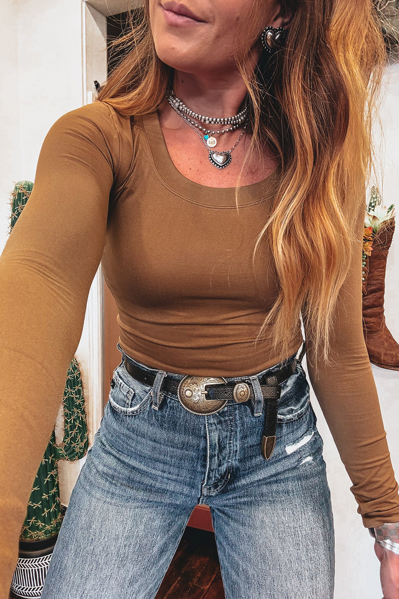 Black Solid Color Long Sleeve Slim Fit Top