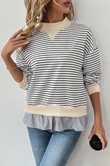 White Stripe Patchwork Fake Two-piece Top