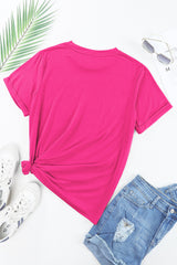 Orchid Petal Casual Plain Crew Neck Tee
