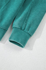 Notched Drop Shoulder Long Sleeve Sweatshirt