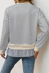 White Stripe Patchwork Fake Two-piece Top