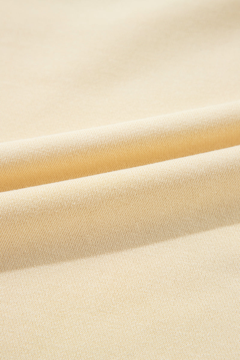 Beige Plain Exposed Seam Round Neck Pullover Sweatshirt