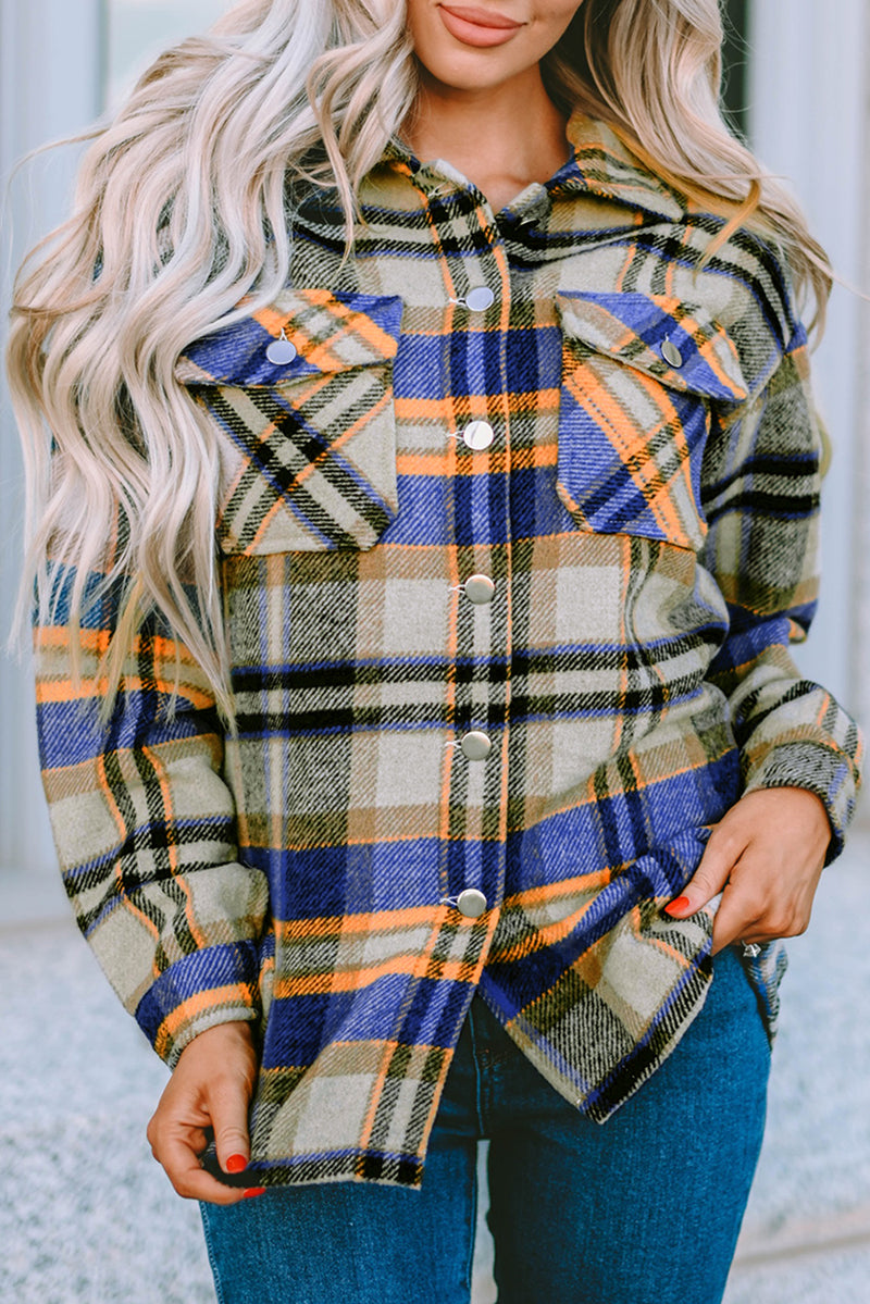 Flannel Button Up Long Sleeve Pink Plaid Shacket