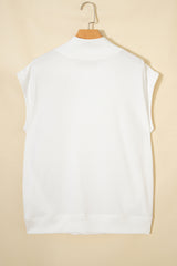 Mint Green Solid Color High Neck Cap Sleeve Loose Top