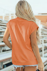 Mint Green Solid Color High Neck Cap Sleeve Loose Top