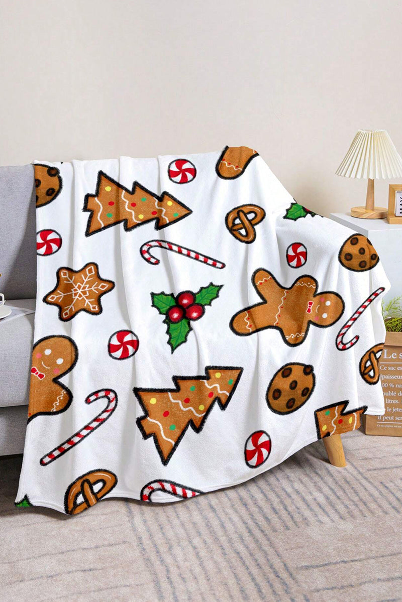 White Christmas Gingerbread Man Throw Blanket