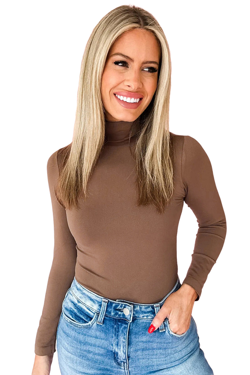 Green Bay Slim Fit High Neck Long Sleeve Basic Top