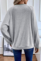 Jet Stream Contrast Ribbed Loose Fit Henley Top