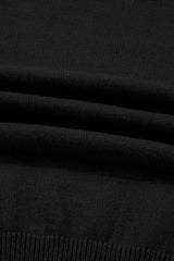 Black High Neck Puff Sleeve Sweater Pleated Mini Skirt 2pcs Knitted Outfit