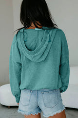 Wild Ginger  Half Zip Kangaroo Pocket Mineral Wash Baggy Hoodie