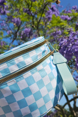 Fiery Red Checkered Print Wide Strap Large Crossbody Bag