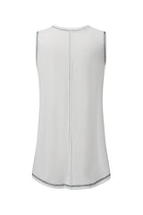 Mist Green Stitching Seam Henley Tank Top