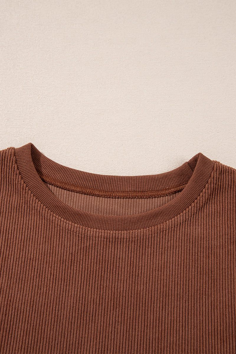 Festival Fuchsia Plain Drop Sleeve Corded Oversized Sweatshirt