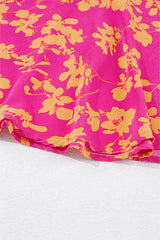 Green Floral Print Drawstring Flowy Short Dress