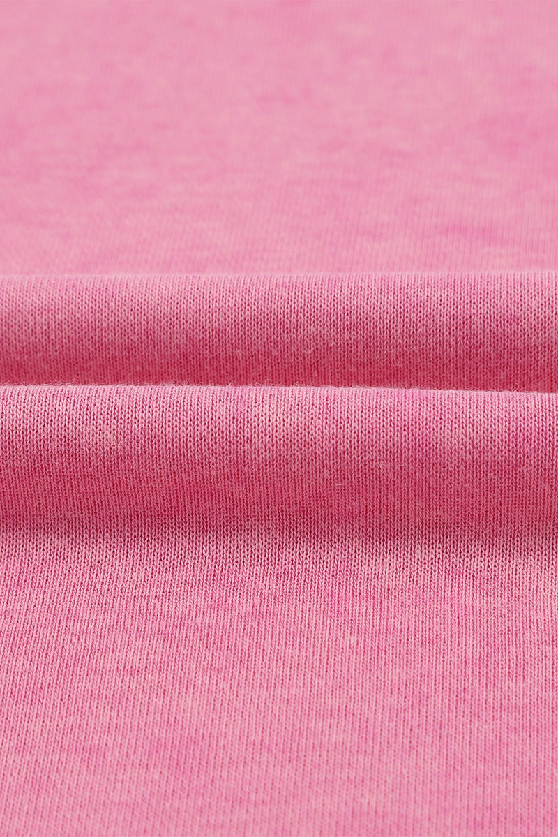 Pink Plain Drop Shoulder Ribbed Trim Oversized Sweatshirt