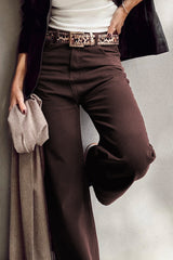 Red Dahlia Solid Color Loose Straight High Waist Jeans