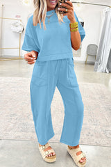 Orchid Bouquet Drop Shoulder Boxy Tee and Barrel Pants Set