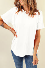 Orchid Petal Casual Plain Crew Neck Tee