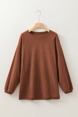 Festival Fuchsia Plain Drop Sleeve Corded Oversized Sweatshirt