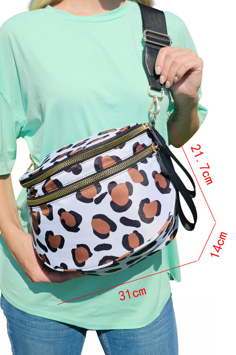 Fiery Red Checkered Print Wide Strap Large Crossbody Bag